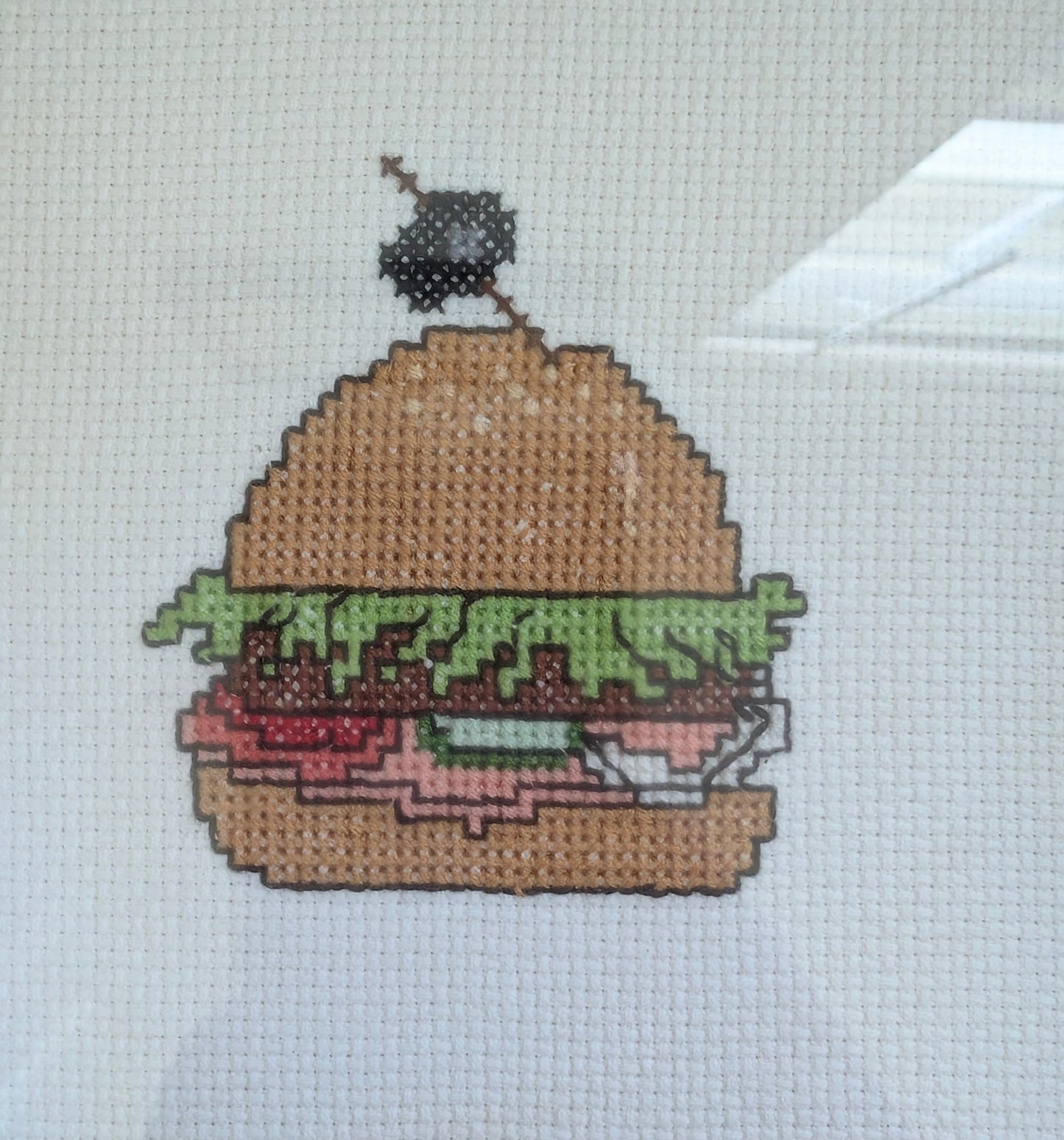 Framed Hamburger Cross Stitch