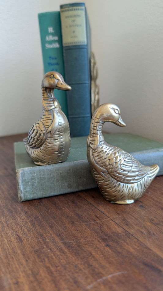 Brass Storybook Goose Figurines (pair)