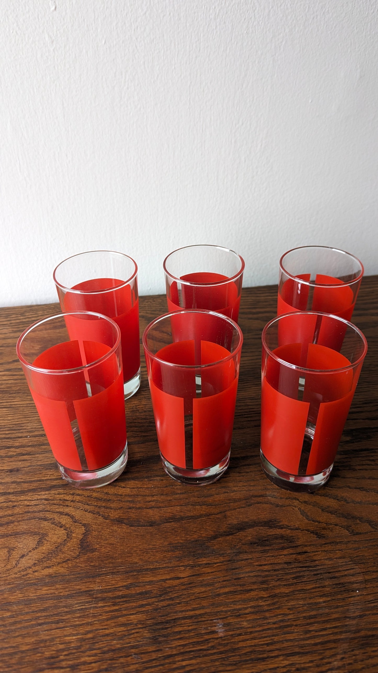 Mid Century Red Juice Tumblers (set of 6)