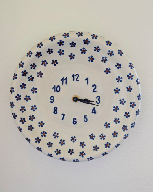 Polish Pottery Floral Wall Clock