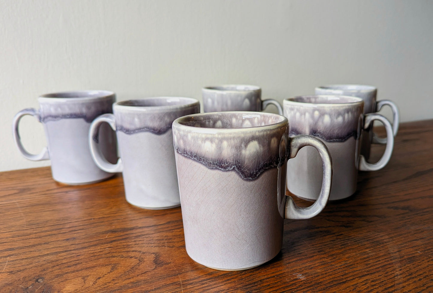 Vintage Purple Drip Glaze Mugs (set of 6)