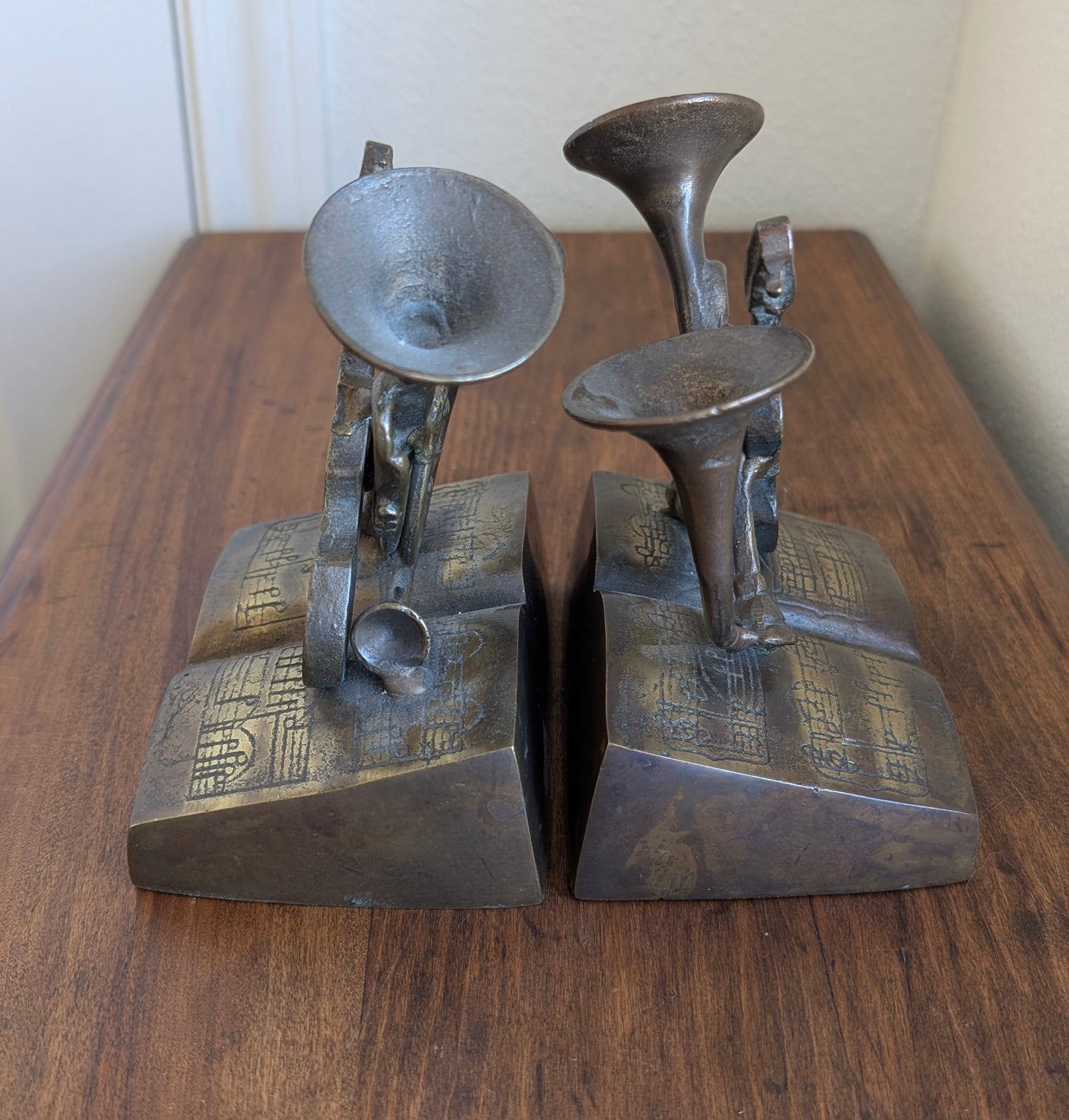 Brass Musical Instrument Book Ends
