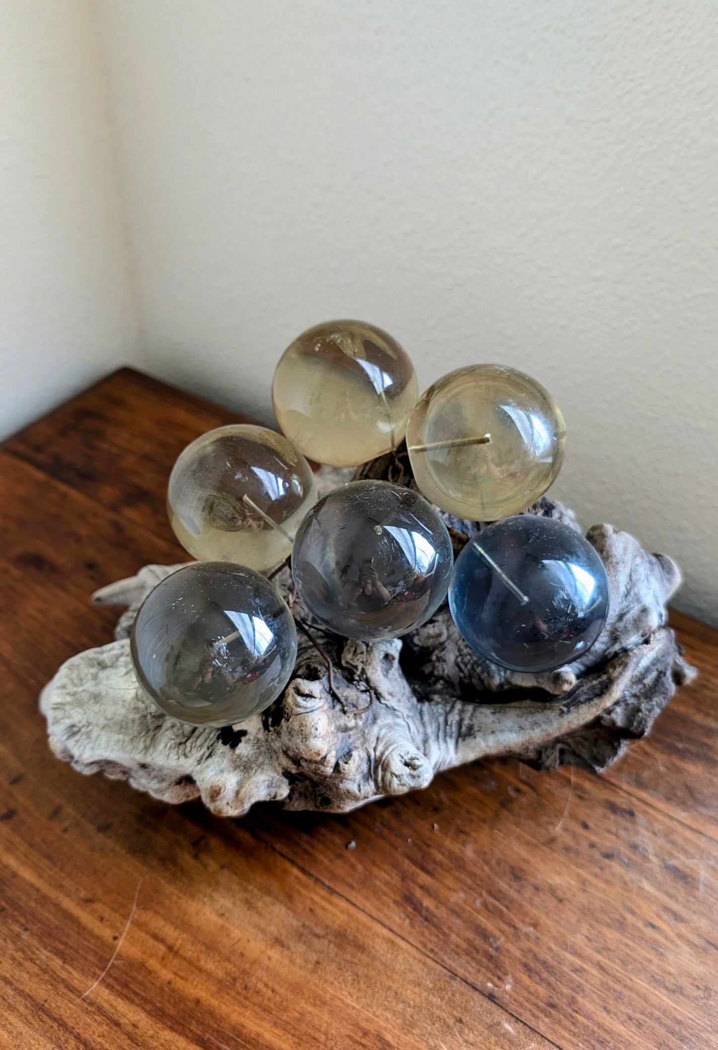 Lucite Grape Cluster on Driftwood