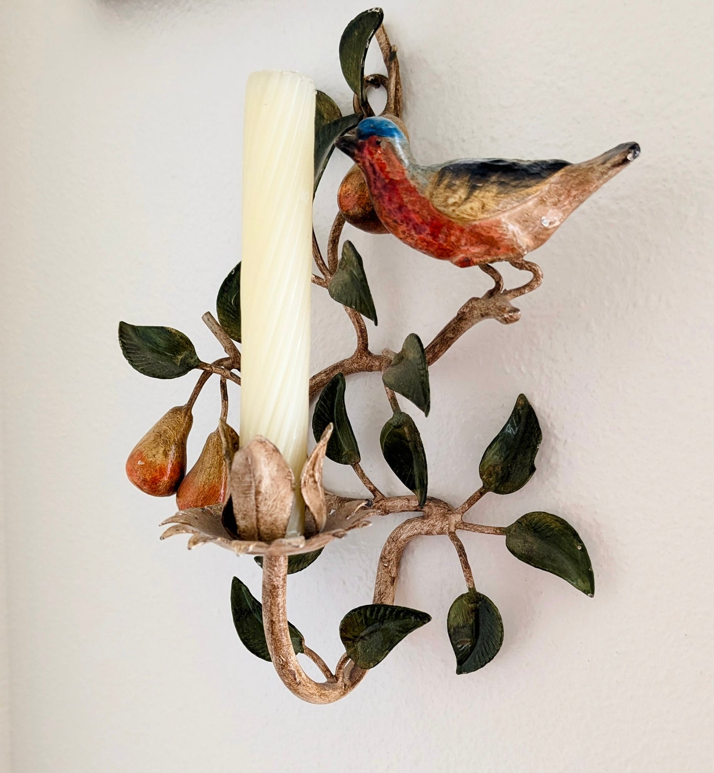 Italian Toleware Bird & Pear Sconces