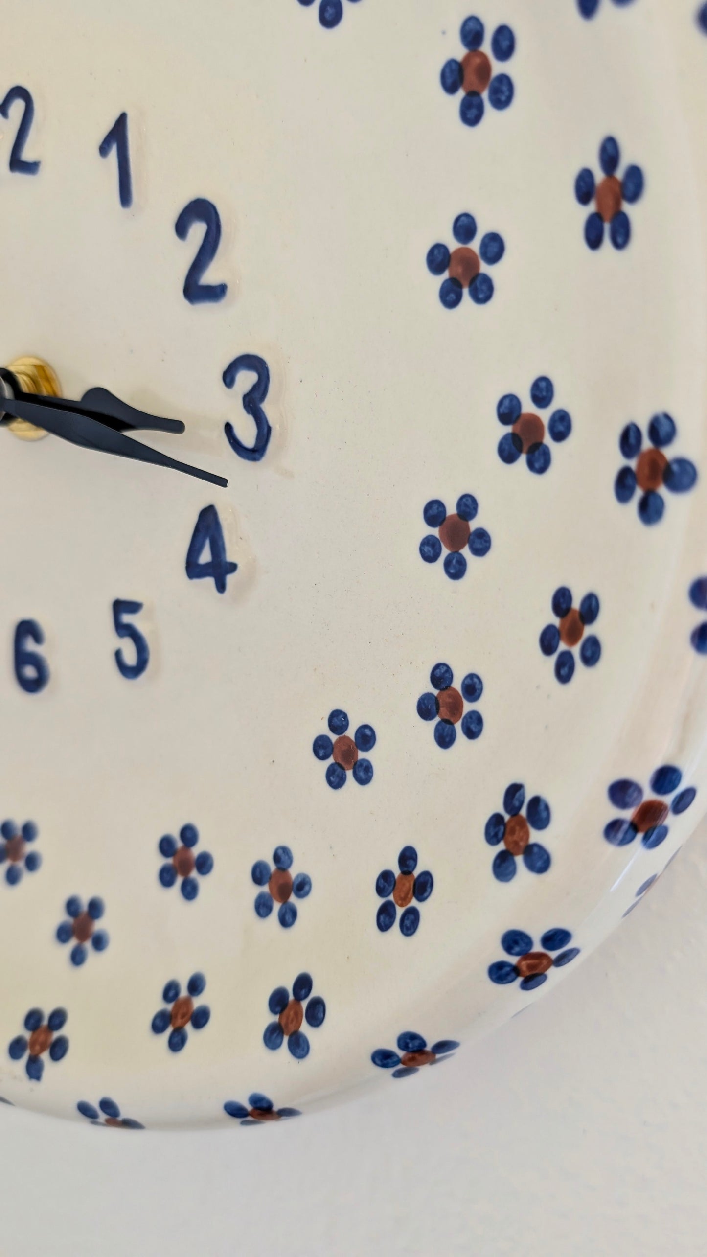 Polish Pottery Floral Wall Clock