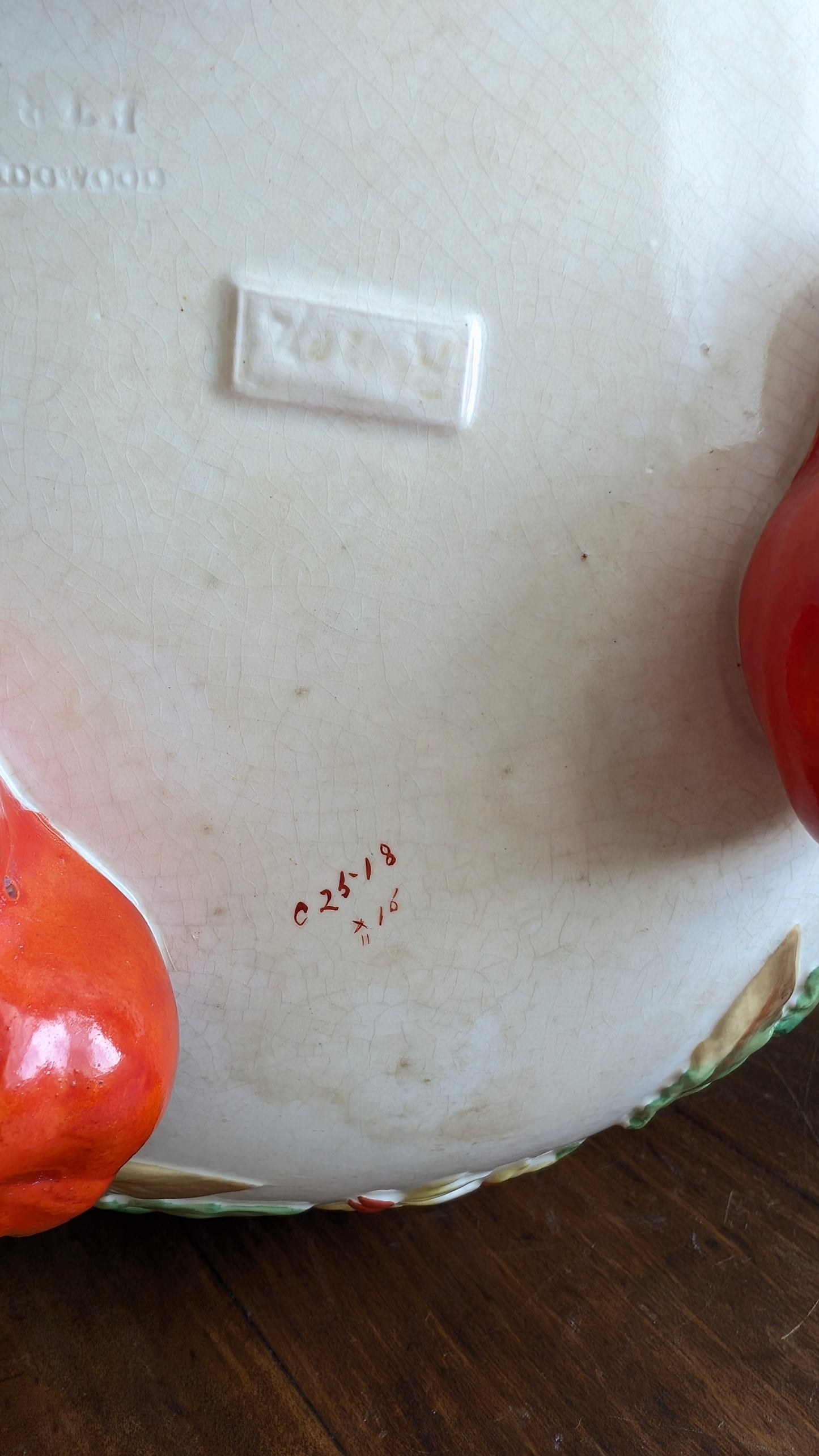 Antique 1860's Wedgwood Tomato Themed Footed Serving Bowl