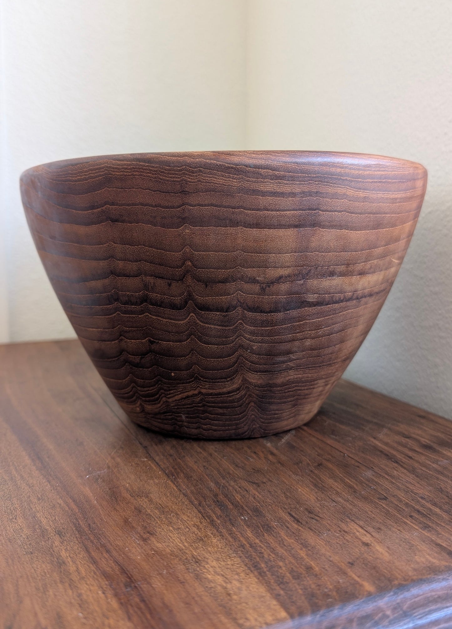 MCM Teak Salad Bowl with Blue Willow Utensils