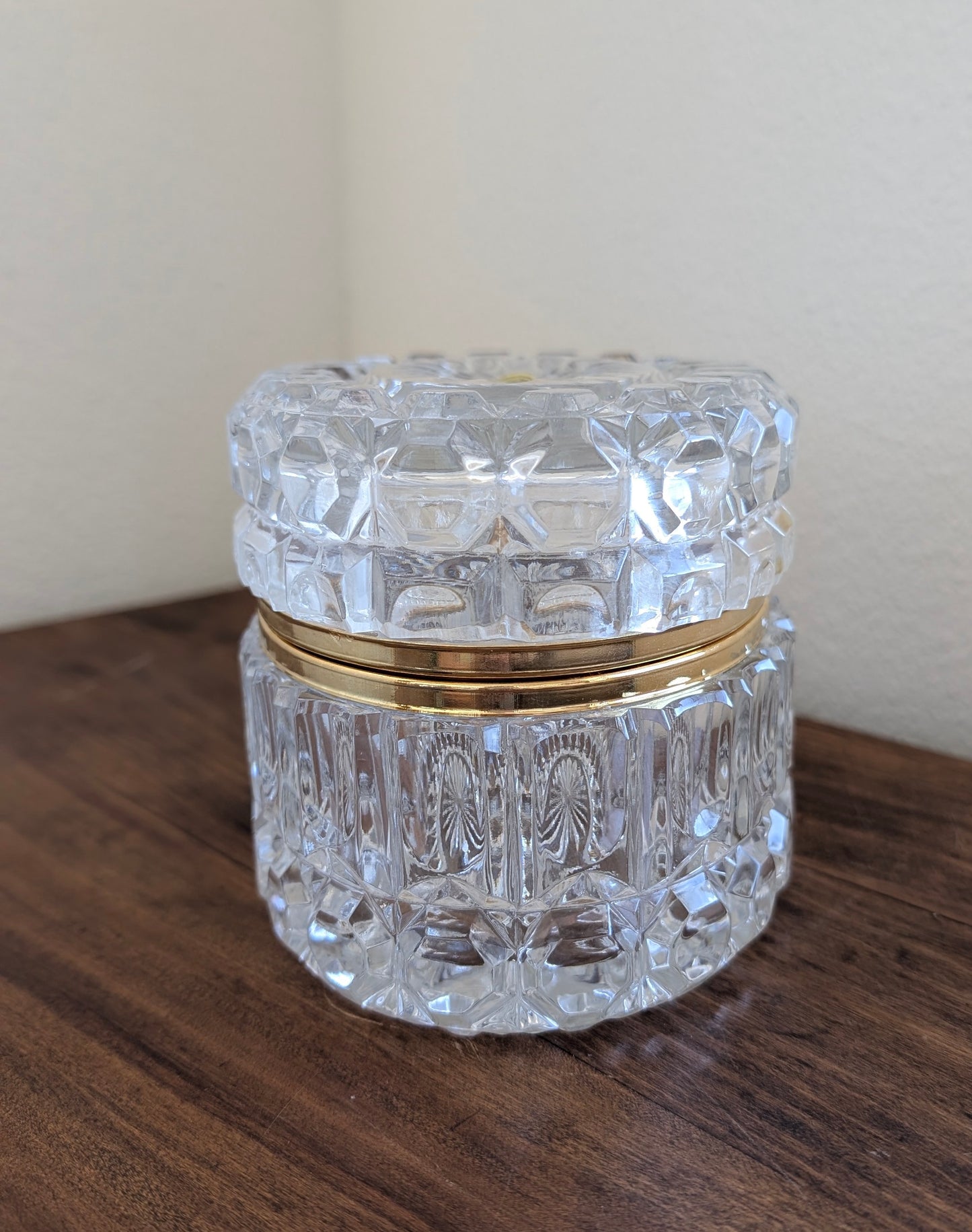 Cut Glass Hinged Oval Casket Box