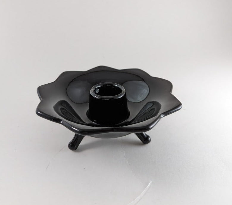 Black Fenton Lotus Candle Holder 848