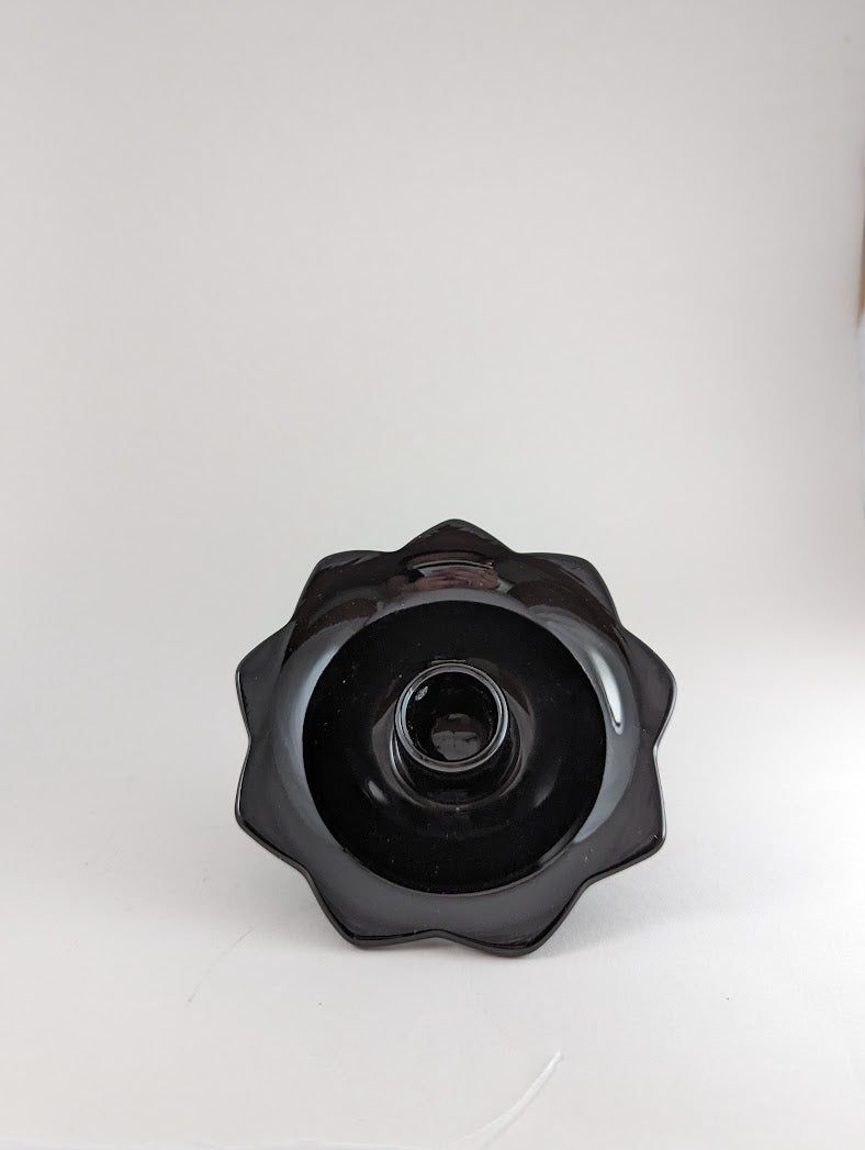 Black Fenton Lotus Candle Holder 848