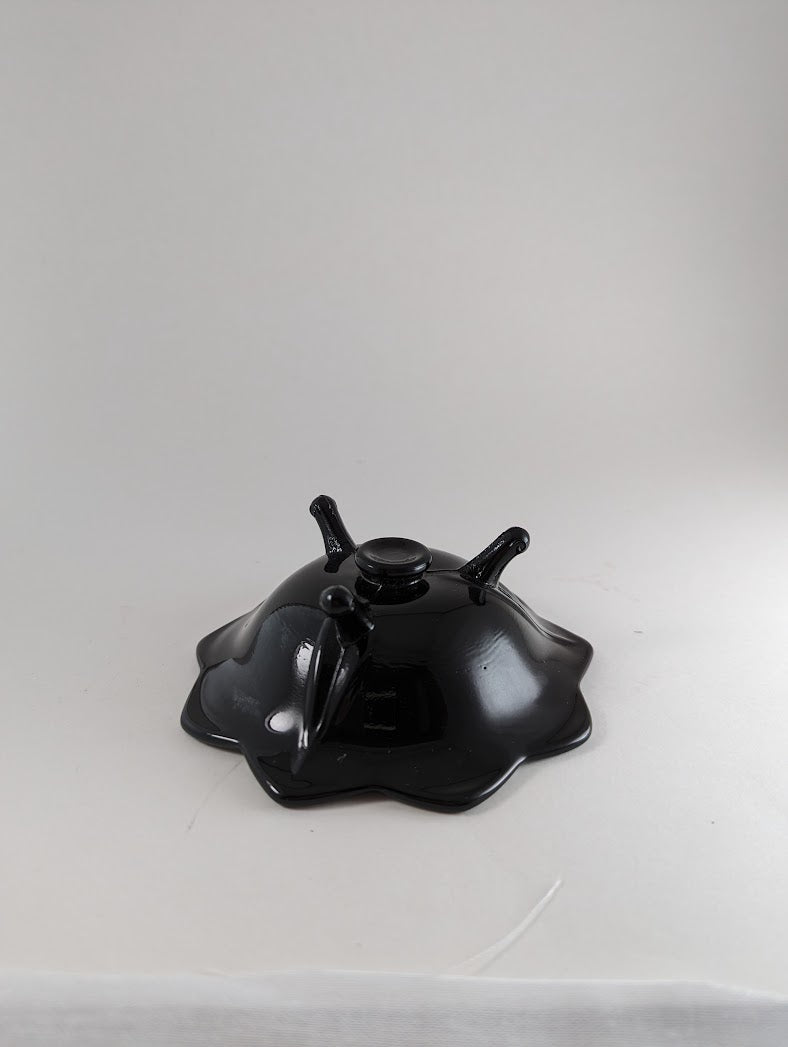 Black Fenton Lotus Candle Holder 848