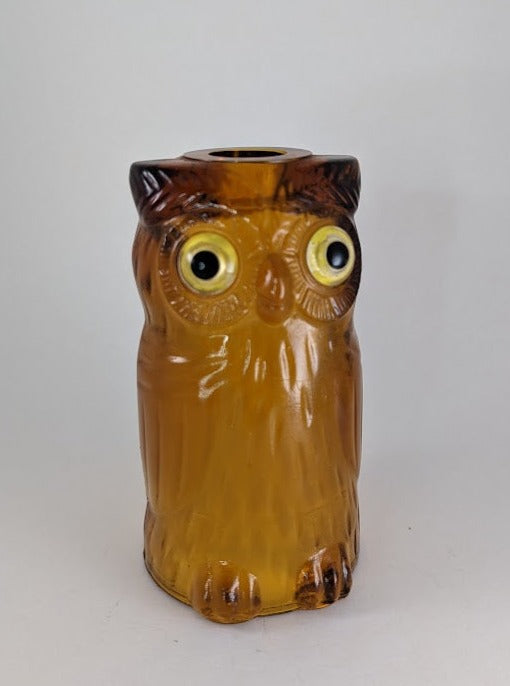 Amber Glass Owl Candle Holder